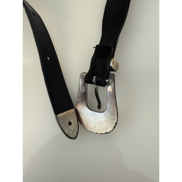 Liz Claiborne Genuine‎ Suede Leather Snake Trim Belt Women\'s Small Black 26-29\